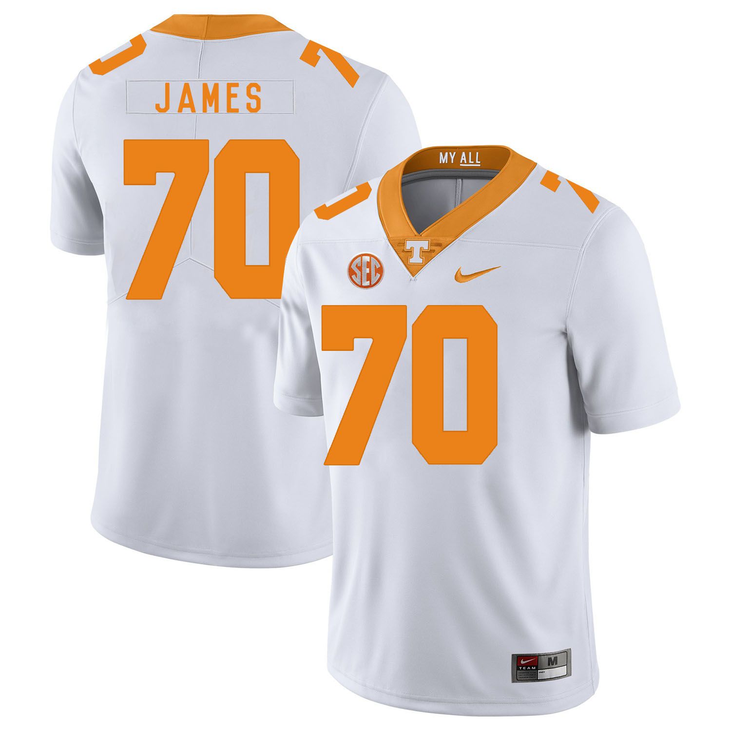 Men Tennessee Volunteers 70 James White Customized NCAA Jerseys